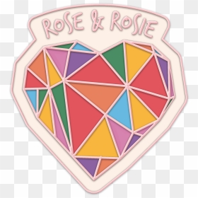 Geometric Rainbow Heart Enamel Pin Badge - Rose And Rosie Logo, HD Png Download - geometric heart png