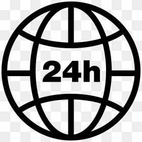 Earth Grid With 24 Hours Symbol - Globe Pictogram, HD Png Download - earth symbol png