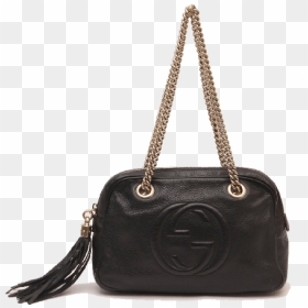 Gucci Soho Double Chain Strap Black Leather Shoulder - Shoulder Bag, HD Png Download - gucci bag png