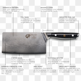 Damascus Series 7 Inch Cleaver - Parts Of A Cleaver, HD Png Download - cleaver png