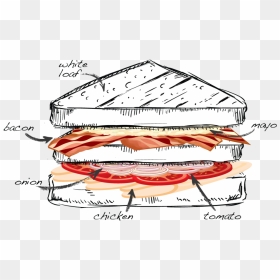 Blt Sandwich Drawing, HD Png Download - club sandwich png