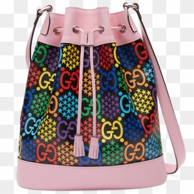 17 Gg Psychedelic Supreme Canvas Bucket Bag 2 - Gucci Psychedelic Pink Bag, HD Png Download - gucci bag png