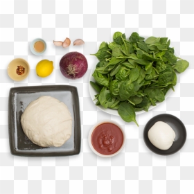 Spinach & Fresh Mozzarella Pizza With Lemon & Chile - Spinach Top View Png, Transparent Png - ingredients png