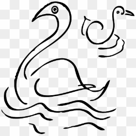 Water, Bird, Swan, Waves, Doodle, Wave, Cartoon, Fly - Swan Clip Art, HD Png Download - swan silhouette png