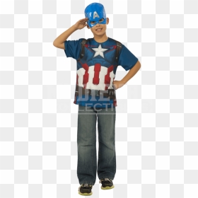 Kids Avengers 2 Captain America Costume Top And Mask - Costume, HD Png Download - captain america mask png