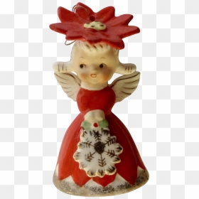 Vintage Napco Red Dress Poinsettia Flower Angel Girl - Figurine, HD Png Download - vintage girl png