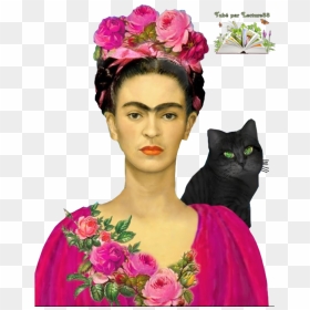 Tubes Femmes Frida Kahlo - Frida Kahlo With Black Cat, HD Png Download - tubes femmes png