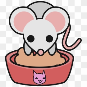 Mouse Eating From Cat Bowl Clipart - Clip Art, HD Png Download - cat ear png