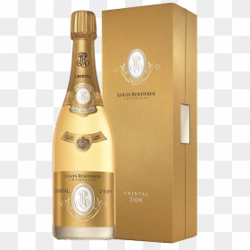 Cristal Champagne Gift Box & Bottle - Champagne Louis Roederer Cristal, HD Png Download - gold champagne bottle png