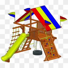 Castle Design Style * Angled Base With Tire Swing - Rainbow Play Set, HD Png Download - swing set png