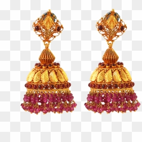 Gold Earrings Collections South - Gold Lakshmi Jhumka Designs, HD Png Download - gold earring png