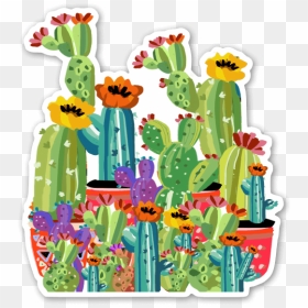 Cactus Garden Sticker - Cactus Garden Cartoon, HD Png Download - cartoon cactus png