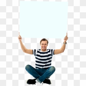 Man With Signboard, HD Png Download - people sitting png