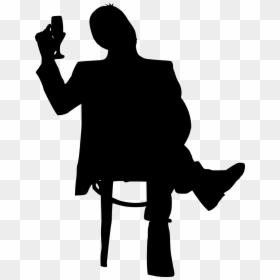 Sitting On Chair Silhouette Png, Transparent Png - people sitting png