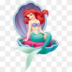Little Mermaid Sitting On A Shell, HD Png Download - mermaid png