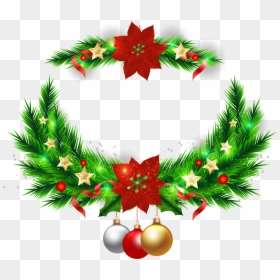 Enfeites De Natal Vetor, HD Png Download - christmas wreath png