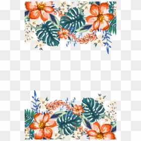 Blank Tropical Invitation Template, HD Png Download - watercolor flower border png