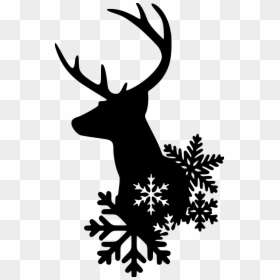 Deer Christmas Silhouette Scene, HD Png Download - christmas deer png