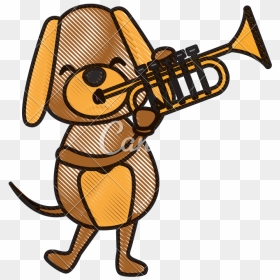 Transparent Trumpet Cartoon Clipart , Png Download - Dog Playing Trumpet Clipart, Png Download - trumpet clipart png