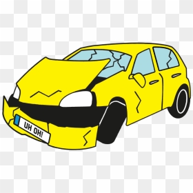 Smashed Up Yellow Car - City Car, HD Png Download - crashed car png