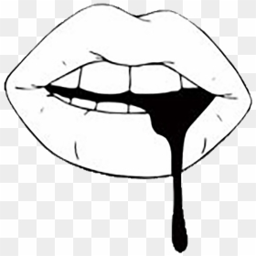 Mouth And Tongue Clipart Black And White - Black And White Lips, HD Png Download - creepy mouth png