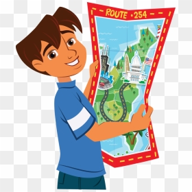 Pictures Of Map Cliparts - Kid With Map Clipart, HD Png Download - map clipart png