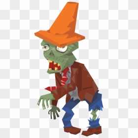 Road Cone Zombie, Plants Vs Zombies - Cartoon, HD Png Download - cartoon zombie png