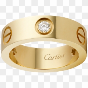 Love Ring, 3 Diamondsyellow Gold, Diamonds - Cartier Love Ring, HD Png Download - gold rings png