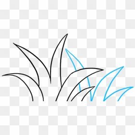 How To Draw Grass - Line Art, HD Png Download - grass blade png