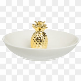 Stoneware Jewelry Holder With Gold Pineapple, White - Pineapple, HD Png Download - gold pineapple png