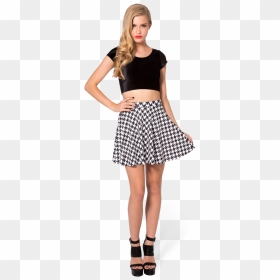 Black Skater Skirt Png - Blackmilk Gingham Red Green Play Dress, Transparent Png - houndstooth png