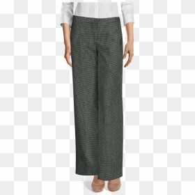 Grey Houndstooth Tweed Flat Front Wide Leg Pants View - Green Velvet Pants, HD Png Download - houndstooth png
