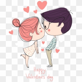 Cute Cartoon Kissing Couple, HD Png Download - pareja png