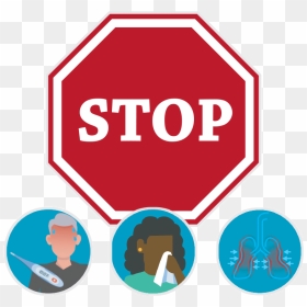 Graphic Of Stop Sign With Image Of Fever, Coughing - Covid 19 Stop Sign, HD Png Download - coughing png