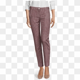 Red Houndstooth Tweed Flat Front Cigarette Pants View - Velvet High Waisted Pants, HD Png Download - houndstooth png