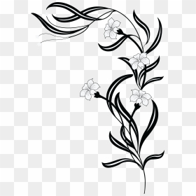 Free Clipart Of A Grayscale Floral Vine - Flower Png Black And White, Transparent Png - black vine png