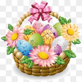 Transparent Gift Baskets Png - Basket With Easter Eggs, Png Download - gift basket png