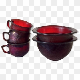 Lot Bols And Cups Arcoroc Sierra 70 Red Glass"  Src="https - Ceramic, HD Png Download - red cups png