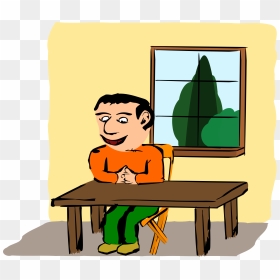 Sitting At The Table Clip Arts - Human At Home Clipart, HD Png Download - cartoon table png