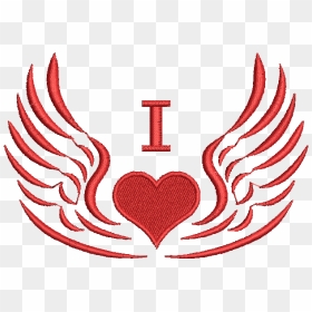 Free Wings Machine Embroidery Design, HD Png Download - heart with wings png