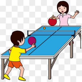 Ping Pong Paddle - Playing Table Tennis Clipart, HD Png Download - cartoon table png