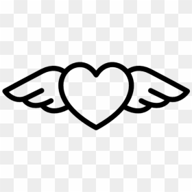 Easy Small Drawings Of A Heart, HD Png Download - heart with wings png