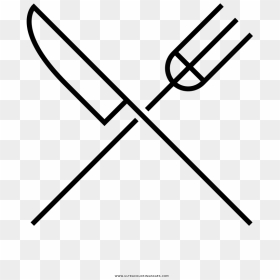 Silverware Coloring Page - Line Art, HD Png Download - cubiertos png