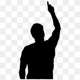 Man Hand Up Silhouette, HD Png Download - man pointing png
