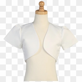 Satin Bolero Jacket In Ivory Or White Girls & Plus - Blouse, HD Png Download - white plus sign png