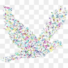 Prismatic Flying Peace Dove Typography 3 No Background - Peace Dove Transparent Background, HD Png Download - dove flying png