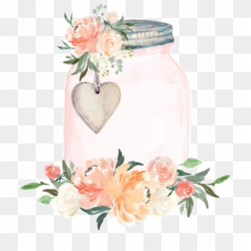 #watercolor #masonjar #jar #flowers #floral #decorative - Mason Jar Water Color, HD Png Download - vase of flowers png