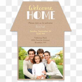 Happy Family Near House, HD Png Download - welcome home png