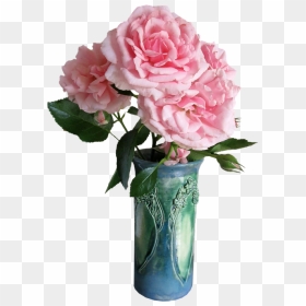 Roses Pink Green Vase Flowers - Jarrón Con Rosas Png, Transparent Png - vase of flowers png