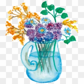 Broken Flower Pot Clipart - Floreros Pintados Con Acuarelas, HD Png Download - vase of flowers png